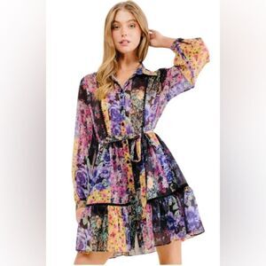 Zara Ruffled Tiered Long Sleeve Dress